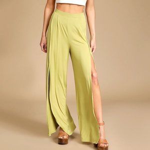 Lime Green Wide Leg Pants (Knockout)